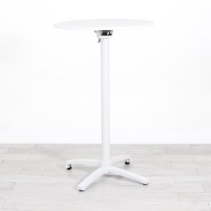 700mm White Round Poseur Table - White Frame
