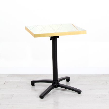 600mm White Marble Square Bistro Table - Black Frame 1