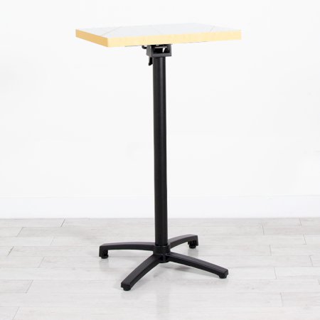 600mm White Marble Square Poseur Table - Black Frame 1
