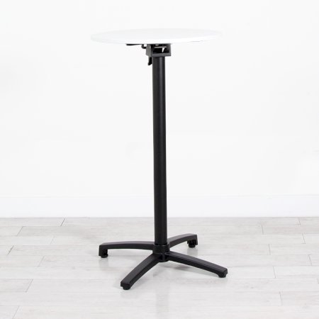 600mm White Round Poseur Table - Black Frame 1