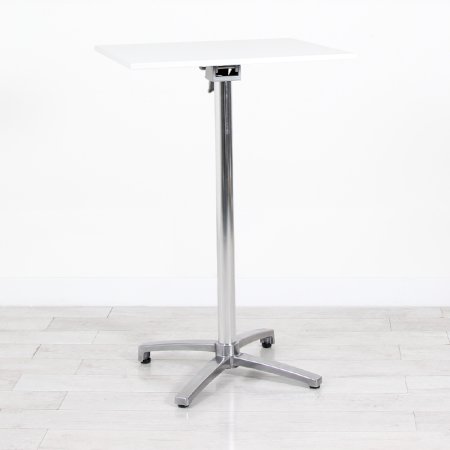 700mm White Square Poseur Table - Chrome Frame 1