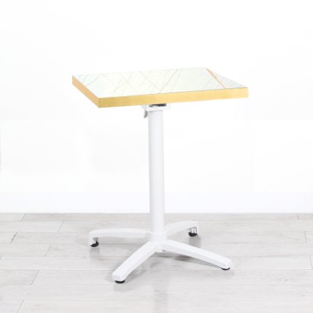 600mm White Marble Square Bistro Table - White Frame 1