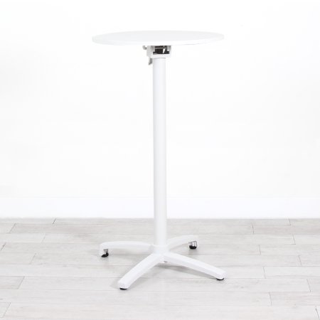 600mm White Round Poseur Table - White Frame 1